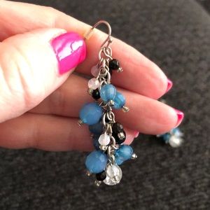 New York and Company blue black bead earrings